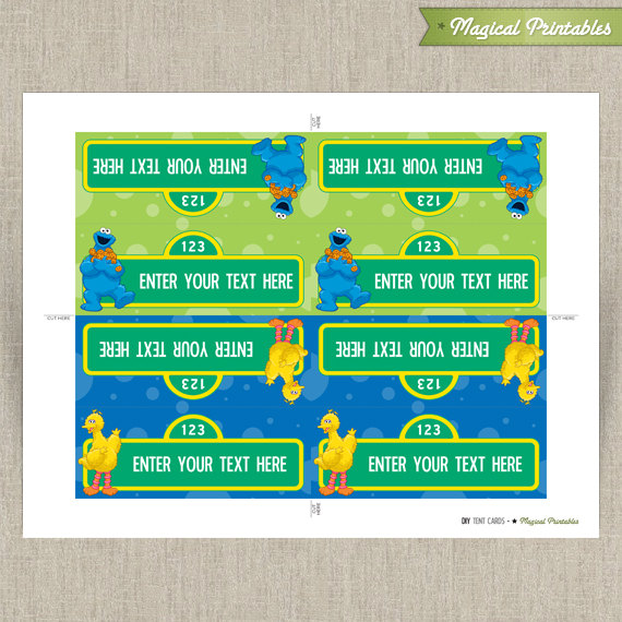 Sesame Street Editable Birthday Tent Cards Instant Download Sesame Street Editable Birthday Tent Cards Instant Download